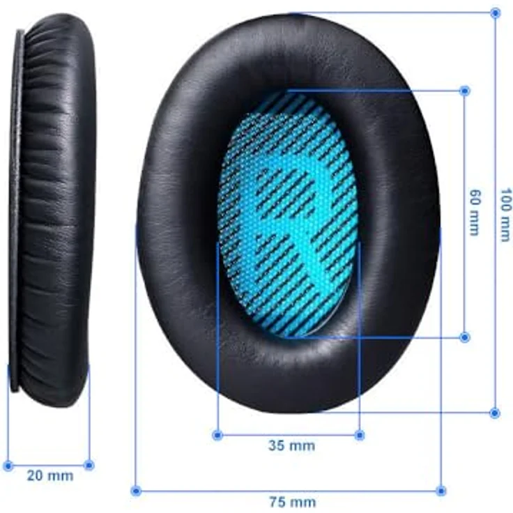 MMOBIEL Ohrpolster Ear Pads Ersatz kompatibel mit Bose QuietComfort QC2/ QC15/ QC25/ QC35/ AE2/ AE2i/ AE2 AE2-W (Blau/Schwarz) – Bild 9
