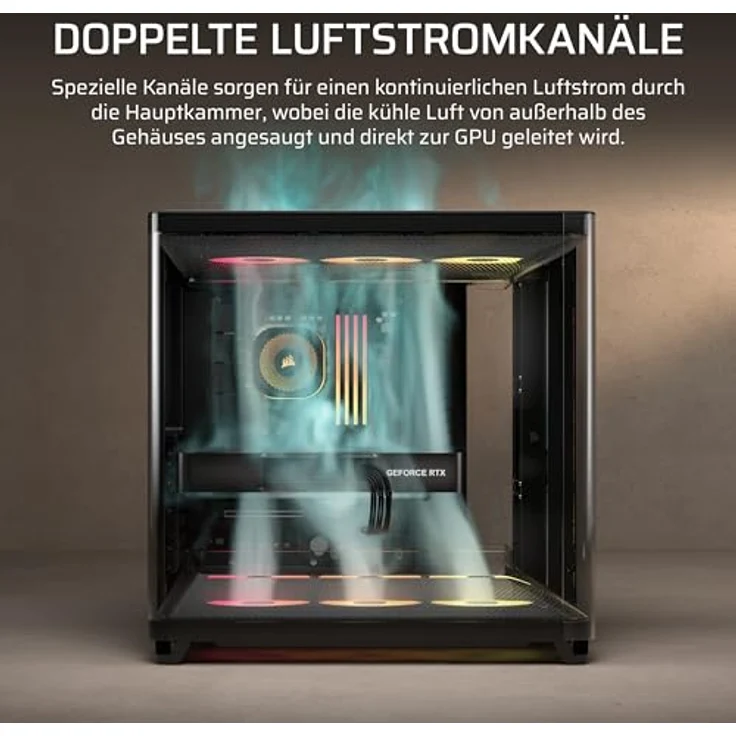 Corsair AIR 5400 RS-R ARGB PC-Gehäuse, Midi Tower mit Tempered Glass, 3x 120-mm-Lüfter und RGB, schwarz – Bild 5