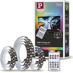 Paulmann 78880 LED Stripe USB TV-Beleuchtung 55 Zoll 2m 60LEDs/m Dynamic Rainbow RGB incl. 1x3,5 Watt dimmbar Lichtband Schwarz Kunststoff
