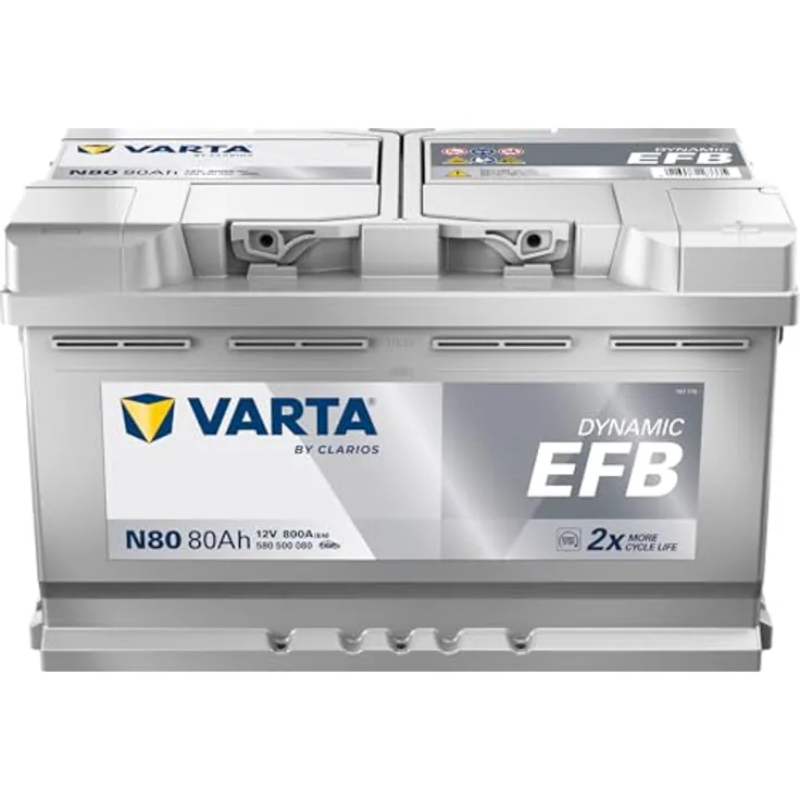 VARTA N80 Blue Dynamic EFB 12V Autobatterie, 80Ah 800A für Start-Stop Systeme, wartungsfrei