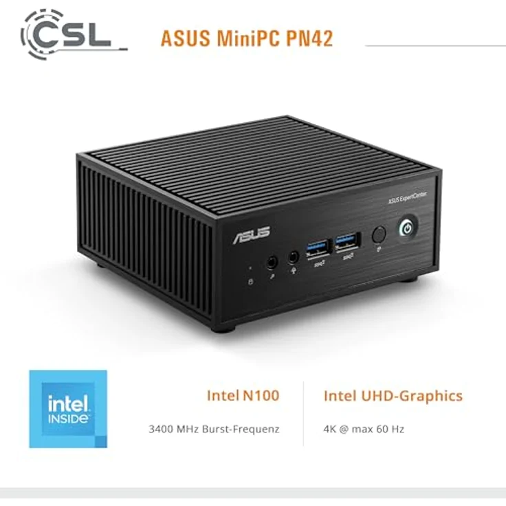 ASUS Mini-PC PN42, 500 GB SSD, 16 GB RAM, Intel N100, lüfterlos, schwarz – Bild 4