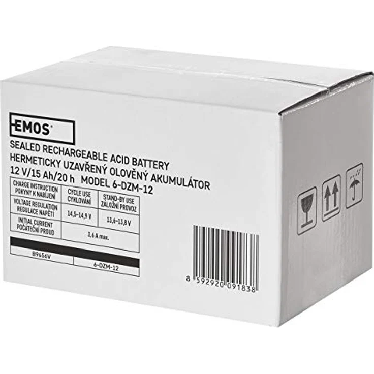 EMOS Wartungsfreier Bleiakku 12V 15Ah AGM Batterie Faston 6,3mm Anschluss Zyklisch - 150x100x102mm – Bild 4