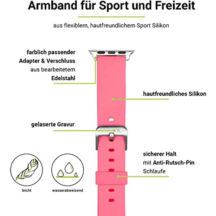 Artwizz WatchBand Silicone für Apple Watch 38/40mm - Flamingo Wearables-Zubehör – Bild 3