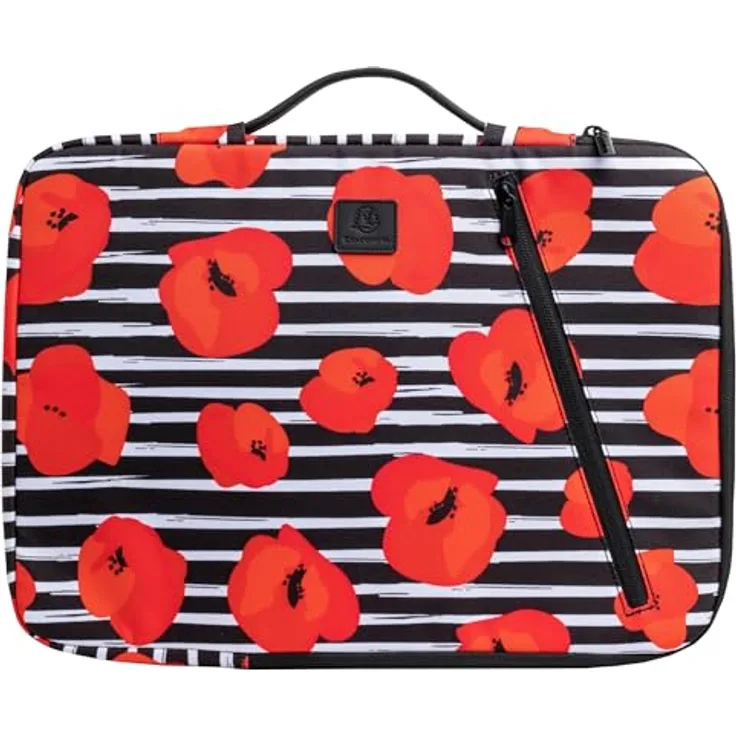 Exacompta Laptophülle 15-16", Notebooktasche aus recyceltem Polyester, rot, wasserabweisend, mit einziehbarem Griff und Gummiband zur Sicherung