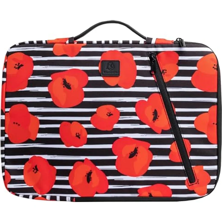 Exacompta Laptophülle 15-16", Notebooktasche aus recyceltem Polyester, rot, wasserabweisend, mit einziehbarem Griff und Gummiband zur Sicherung – Bild 1