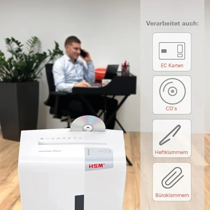 HSM shredstar X6pro Aktenvernichter, Sicherheitsstufe P-5, 6 Blatt (Partikelschnitt) mit CD-Schredder – Bild 6