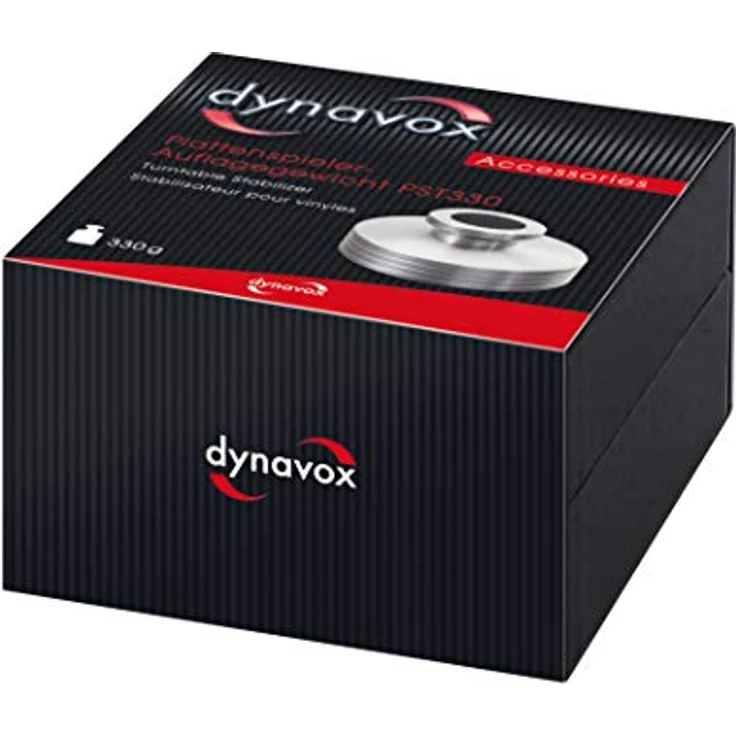 Dynavox Plattenspieler-Stabilizer PST330, Auflagegewicht für Plattenspieler aus Aluminium, Gewicht 330 g, mit Carbonauflagefläche und Inlay, Silber – Bild 4
