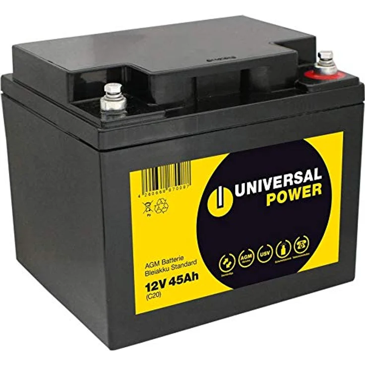 Universal Power AGM UPS12-45, 12V 45Ah wartungsfreier AGM Akku für USV-Anlagen und Notstromversorgung – Bild 3
