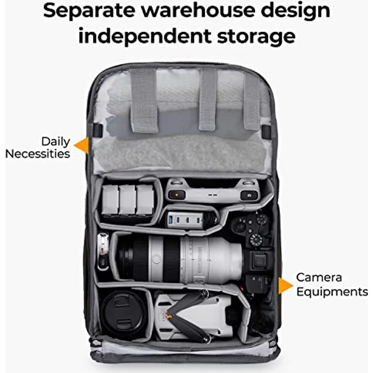 K&F CONCEPT Kamerarucksack 20L, Fotorucksack mit 15,6 Zoll Laptopfach, spritzwassergeschützt und Regenschutz für DSLR SLR, große Kameratasche mit seitlichem Zugriff – Bild 3