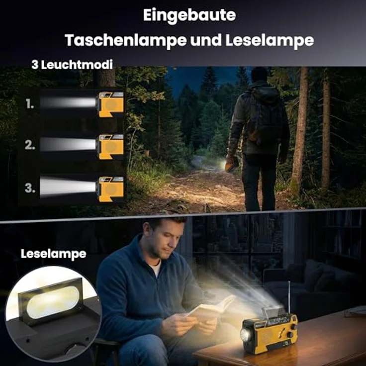 Extralink SR-4000 Notfallradio, Solar & Kurbel mit 4000mAh Powerbank und SOS-LED Taschenlampe, Schwarz – Bild 7