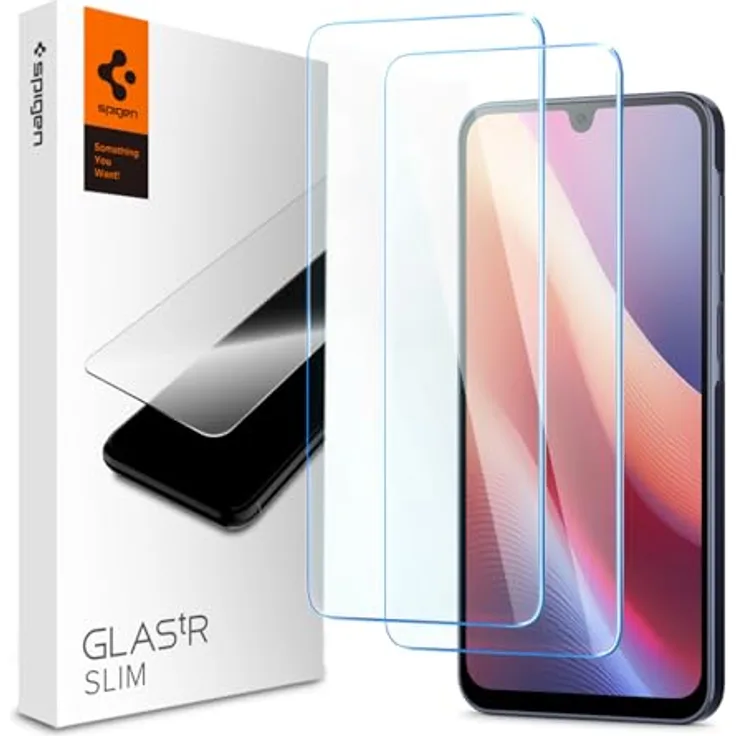 Spigen Glas.tR Slim Schutzfolie kompatibel mit Samsung Galaxy A16, Galaxy A16 5G, 2 Stück, Kratzfest, 9H Härte Folie