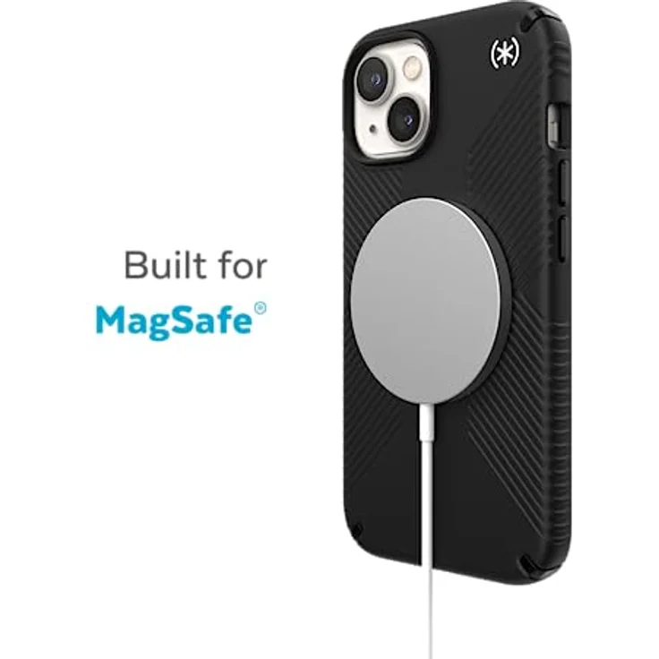 Speck Presidio2 Grip MagSafe - rutschfeste iPhone 14 Plus Hülle (Schwarz/Schwarz/Weiß) – Bild 3