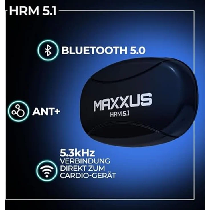 MAXXUS Brustgurt - Herzfrequenz Monitor HRM 5.1, Uncodiert 5,3 kHz, ANT+, Bluetooth (1-tlg), Kompatibel mit Polar, Garmin, Strava, Zwift, Pulsmesser, Pulsgurt, atmungsaktives Material, erweiterter Sendereichweite – Bild 3