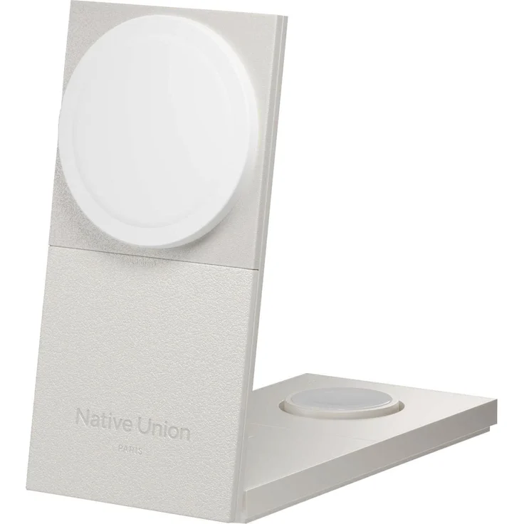 Native Union Rise 3-In-1 Qi2, Wireless Charger mit 15 W, grau, für Smartphone, Ohrhörer und Apple Watch