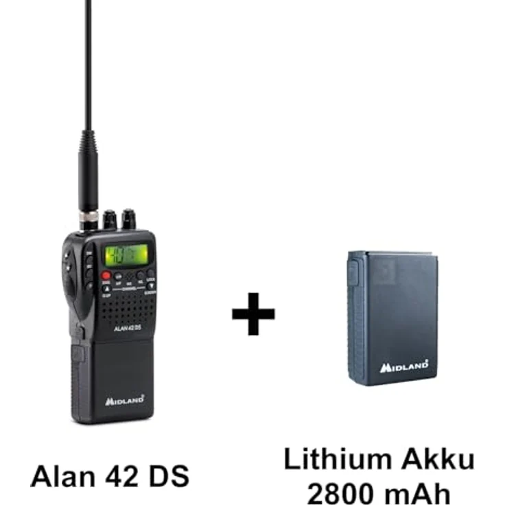 Midland Alan 42 DS Power Bundle C1267.S1 CB-Handfunkgerät, mit wiederaufladbarem Lithium-Ionen Akku 2800 mAh – Bild 2