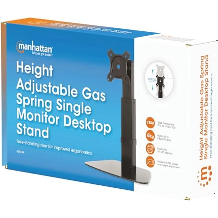Manhattan Single Monitor Halterung, Tischständer für 15-32 Zoll Displays, höhenverstellbar, schwarz – Bild 2