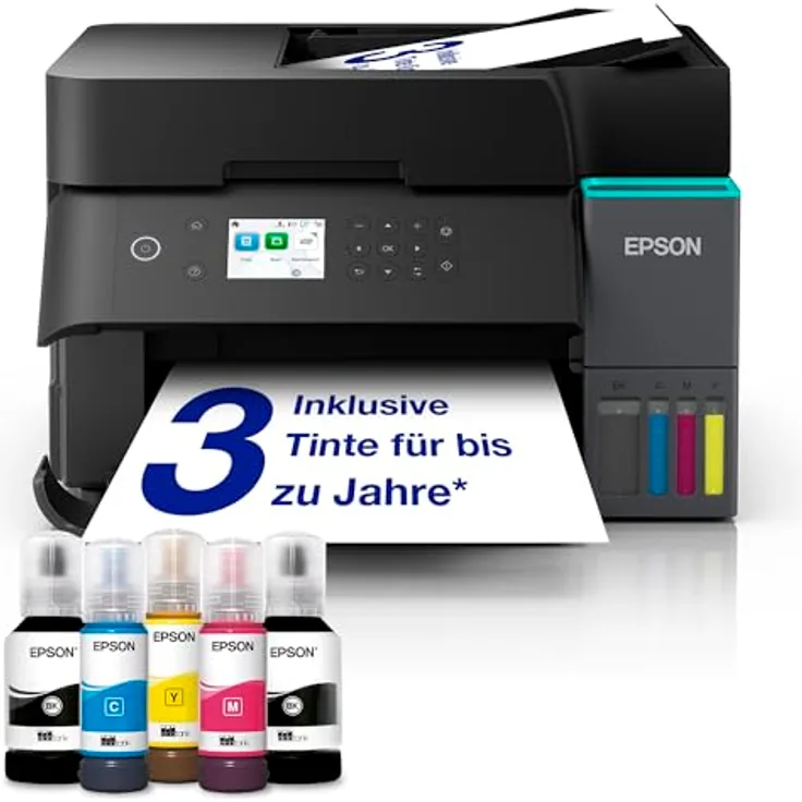 Epson EcoTank ET-3950, Multifunktionsdrucker Tintenstrahl A4 mit WLAN, LAN, USB und kosteneffizienten Tintentanks