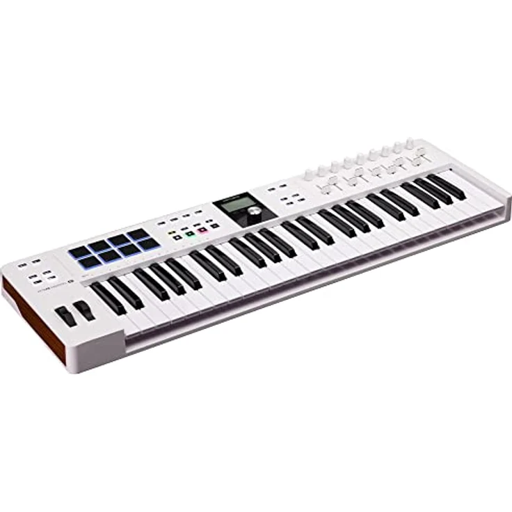 Arturia - KeyLab Essential 49 mk3 - MIDI Controller-Keyboard für die Musikproduktion - 49 Tasten, 9 Drehregler, 9 Fader, ein Modulationsrad, ein Pitch-Bend-Rad, 8 Pads - Weiß – Bild 2