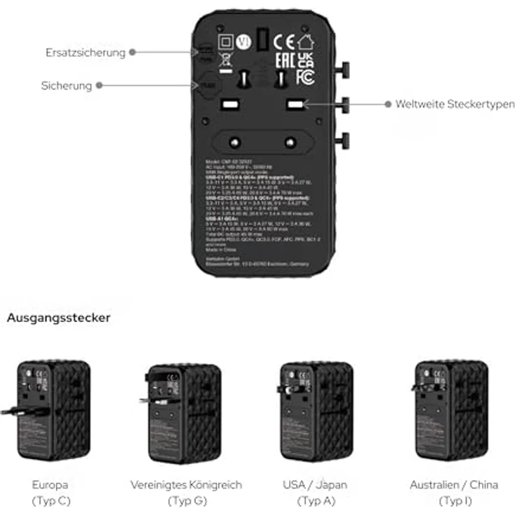 Verbatim Charge 'n' Travel GaN III, USB Ladegerät mit 85 W Leistung, schwarz – Bild 3
