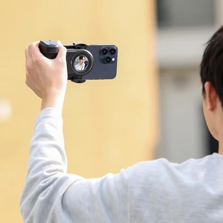 ULANZI MA35, Magnetischer Smartphone Griff mit Bluetooth-Fernbedienung und Spiegel, geeignet für Smartphones von 5 bis 9,5 cm Breite, schwarz – Bild 5