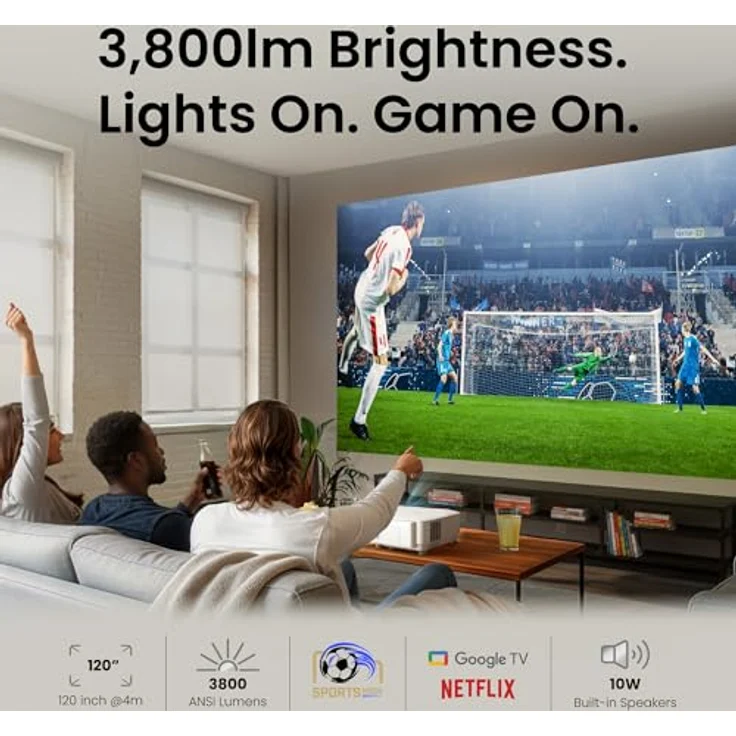 BenQ TH575i 1080p Heimkino Beamer, 3.800 Lumen, mit GoogleTV Dongle, 16.7ms Eingabeverzögerung, vertikaler Trapezkorrektur, 1.1-fachem Zoom und Sportmodus – Bild 2