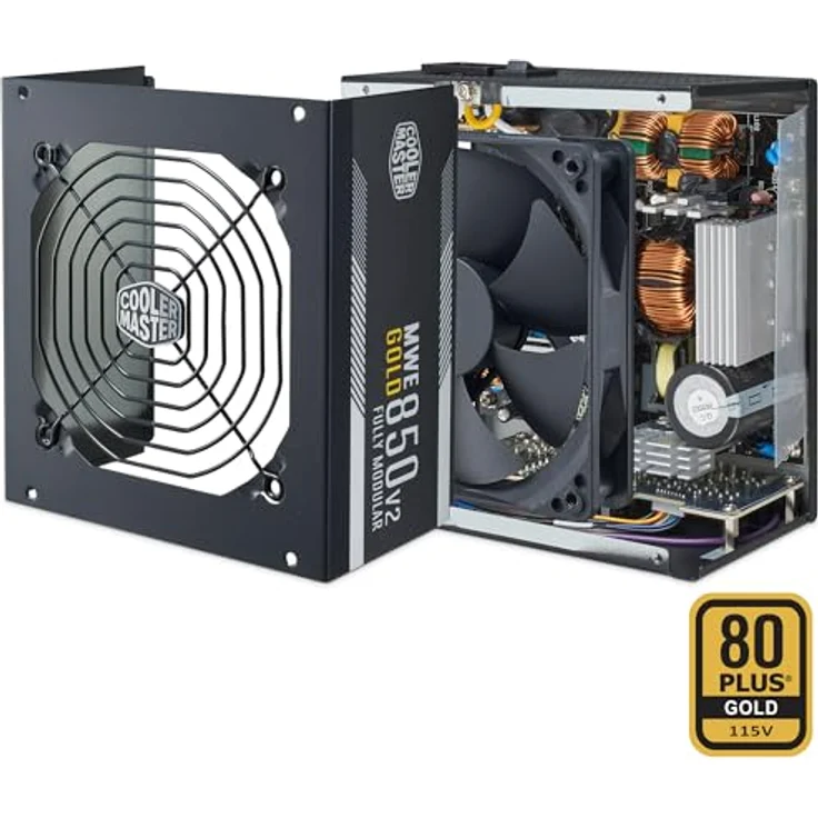 Cooler Master MWE Gold 850 V2 ATX 3.1 Vollmodulares Netzteil – 80 Plus Gold, 850 Watt, PCIe 5.1-Verkabelung, 120 mm HDB-Lüfter, Hochtemperaturschwelle – Bild 5