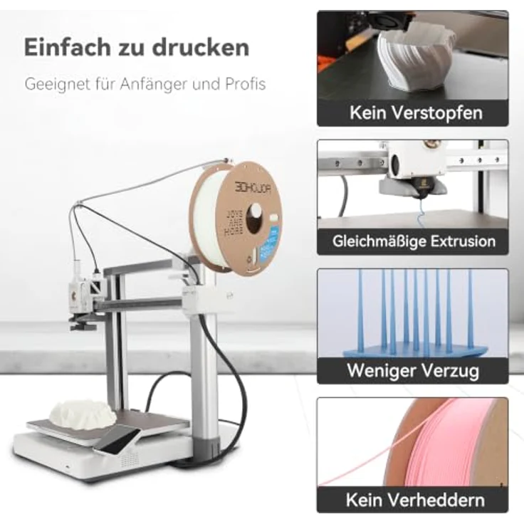 3DHoJor PLA+ Filament 1.75mm, 6kg 6er-Pack in verschiedenen Farben, hohe Zähigkeit und Schlagfestigkeit, ideal für FDM-Drucker – Bild 2