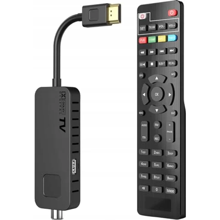 LTC Mini DVB-T2 HD Stick Receiver, H.265 HEVC Decoder mit Full HD 1080p, 2-in-1, lernfähige Fernbedienung, PVR Aufnahme, USB, HDMI, Infrarot-Sensor, Schwarz – Bild 3