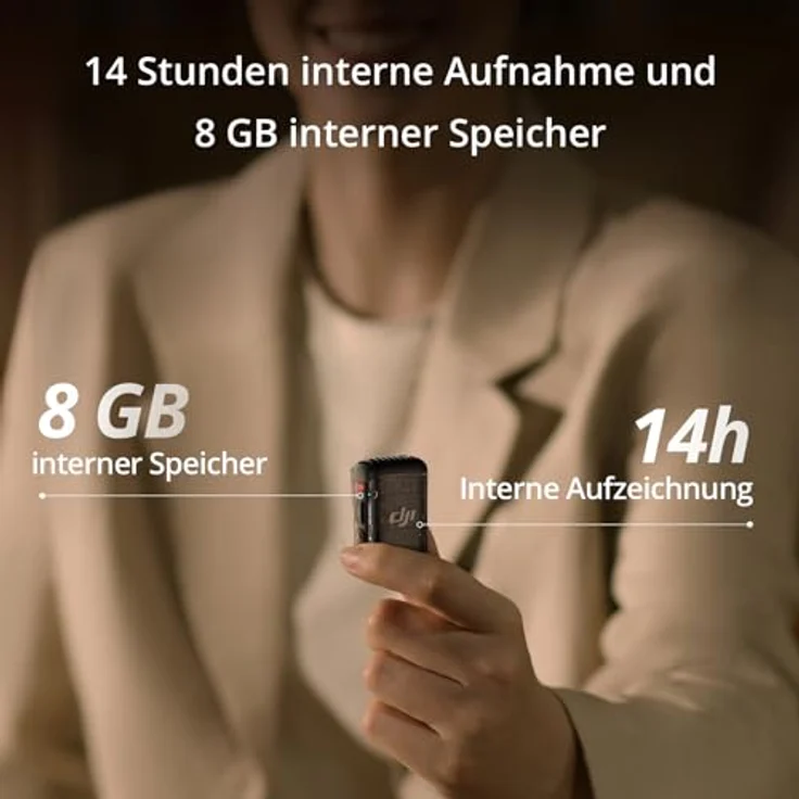 DJI Mic 2-Sender (Schattenschwarz), kabelloses Mikrofon mit intelligenter Rauschunterdrückung, 14 Stunden interne Aufnahme, 6 Stunden Akkulaufzeit, magnetische Befestigung, Bluetooth-Mikrofon – Bild 4