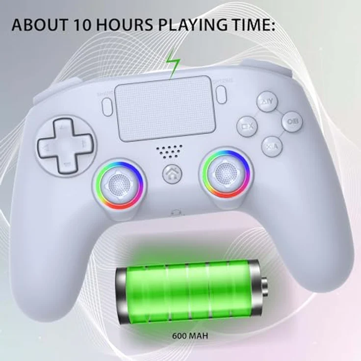 Subsonic Kabelloser Controller für PS4 – Bluetooth-Controller mit LED, Vibration und 3,5 mm Gaming-Headset-Anschluss – Weiß – Bild 4