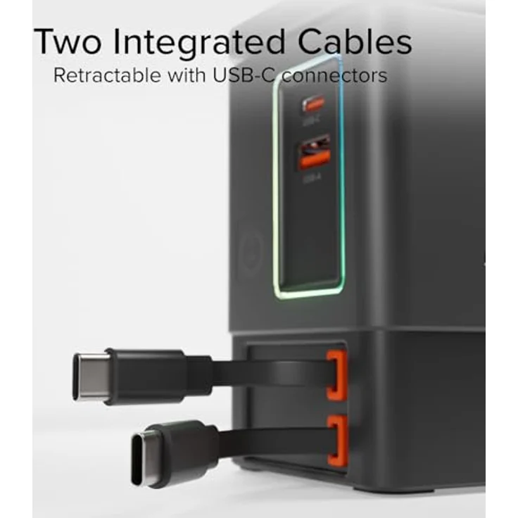 SBS Power Dock 6in1, 100 W USB-C Charging Station mit kabellosem Laden 15 W, kompatibel mit MagSafe, zwei einziehbaren Kabeln, Schwarz – Bild 5