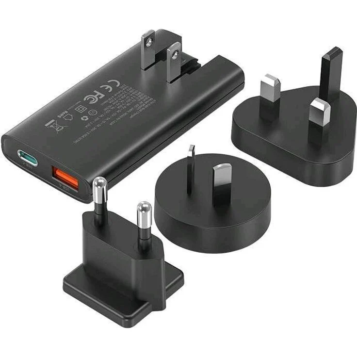 Choetech USB-C und USB-A GaN Fast Charger 65W, kompaktes Schnellladegerät, Schwarz