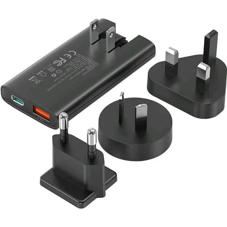 Choetech USB-C und USB-A GaN Fast Charger 65W, kompaktes Schnellladegerät, Schwarz
