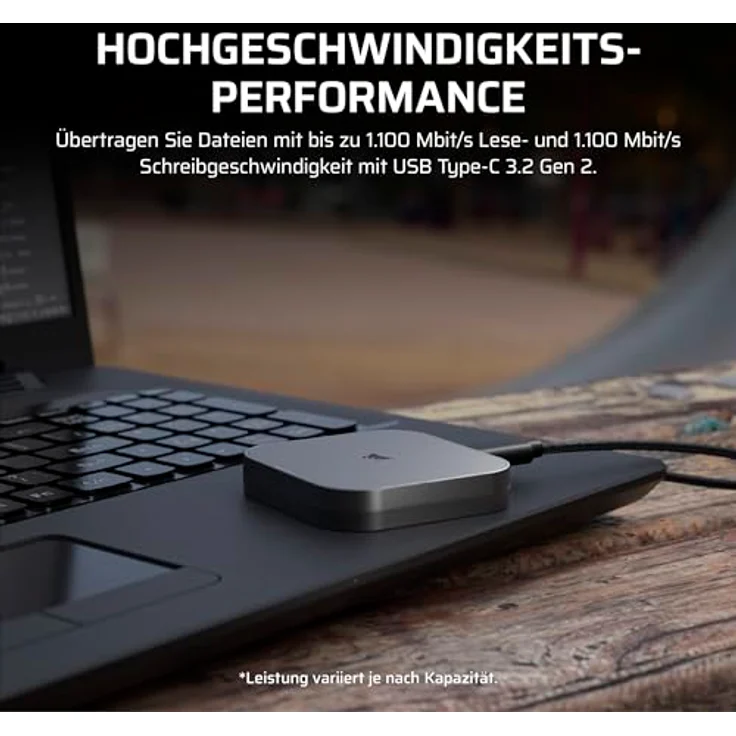 CORSAIR EX300U 1TB Tragbare Externe USB-C SSD, Hochgeschwindigkeitsübertragung bis zu 1.100 MB/s, MagSafe-kompatibel, Universelle Kompatibilität für Windows, macOS, iOS, iPadOS und Android, Grau – Bild 3