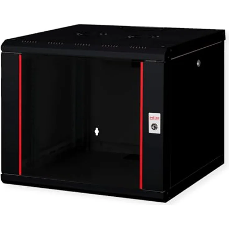 ROLINE 19-Zoll Wandgehäuse Pro 9 HE, 600x600 BxT, schwarz, mit flexiblem Kabeleinlass und abschließbaren Türen – Bild 1