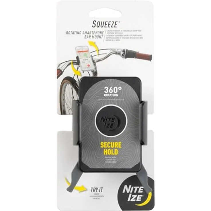 NITE Ize Squeeze Handyhalterung Fahrrad, für Handys bis 93mm Breite, drehbare Basis für Quer- und Hochformat