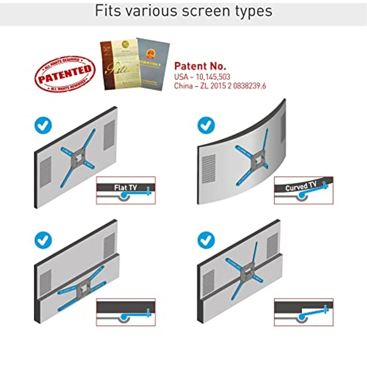 Barkan 76cm Lange TV Wandhalterung, 13-65 Zoll Schwenkbar/Neigbar/Vollbewegung flach & Curved Fernseher TV Halterung, hält bis 36Kg, extra Langer Auszug, für LED OLED LCD, Max. VESA 400x400 – Bild 5