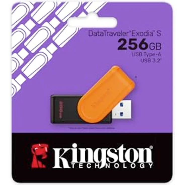 Kingston DataTraveler Exodia S USB-Stick 256GB, USB 3.2 Gen 1, USB Type A, Schwarz/Orange, drehbare Kappe – Bild 3