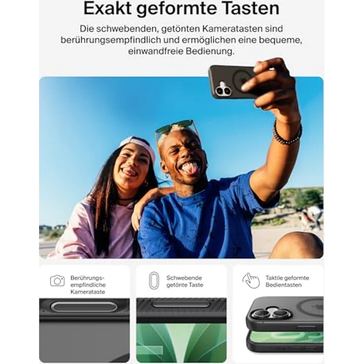 Belkin Grip Magn. Schutzhülle MSA034hqBK für iPhone 17, stoßfest, schwarz mit Kamerasteuerung und kabellosem Laden – Bild 5