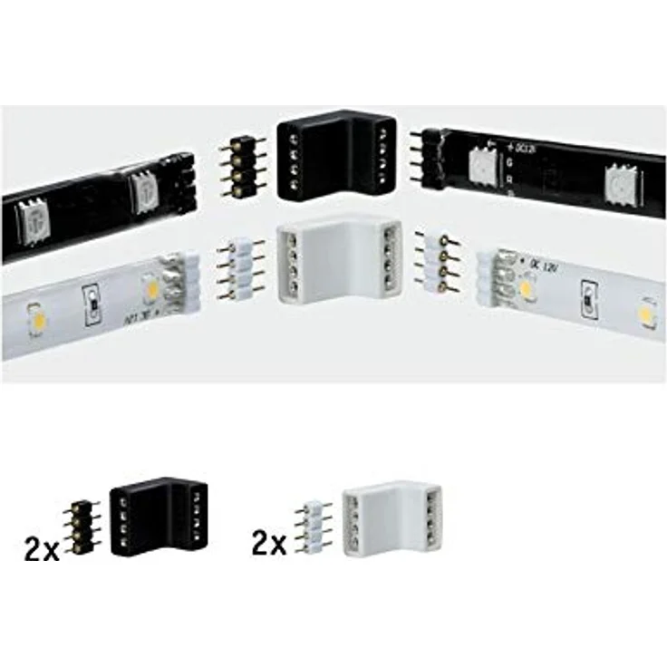 Paulmann 70334 YourLED Eck-Verbinder für LED Strip 4er Pack Stripe Zubehör Weiß Schwarz Kunststoff 2x Weiß 2x Schwarz inklusive 4fach Pin – Bild 2
