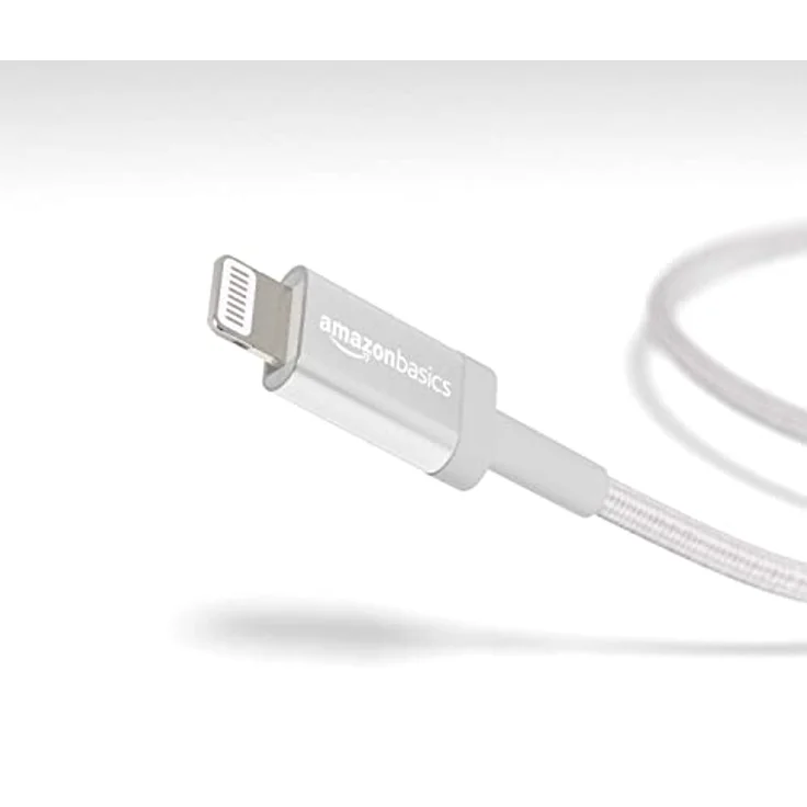 AmazonBasics - USB-C-auf-Lightning-Kabel, geflochtenes Nylon, MFi-zertifiziertes Ladekabel für iPhone 11 Pro-11 Pro Max, Silber, 1,82 m – Bild 2