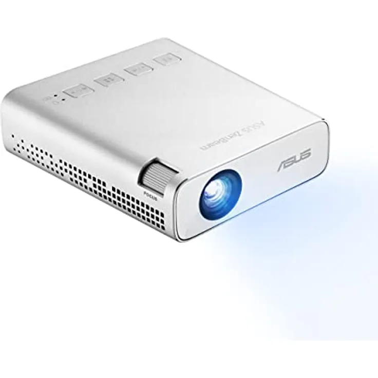 ASUS ZenBeam E1R, Mini-Projektor mit 200 lm, WVGA 854 x 480, automatischer Hochformat-Projektionsmodus, Silber