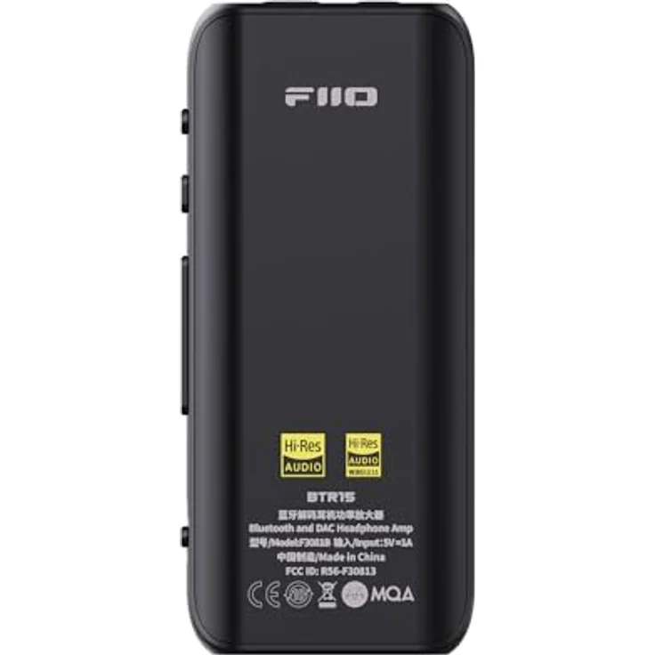 FiiO BTR15, Bluetooth Kopfhörerverstärker mit USB-DAC, Mikrofon, Klangregelung und OLED-Display, Schwarz – Bild 2