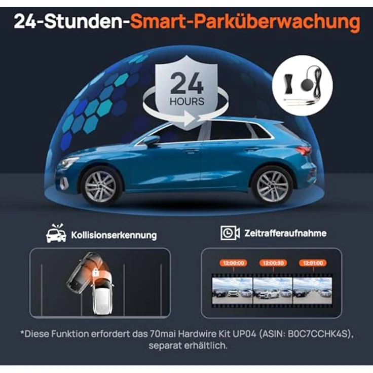 70mai Dashcam Auto Vorne A510, 2,7K 1944P WiFi Dash Cam mit 64GB SD Karte, Sony STARVIS 2 IMX675 Sensor – Bild 5