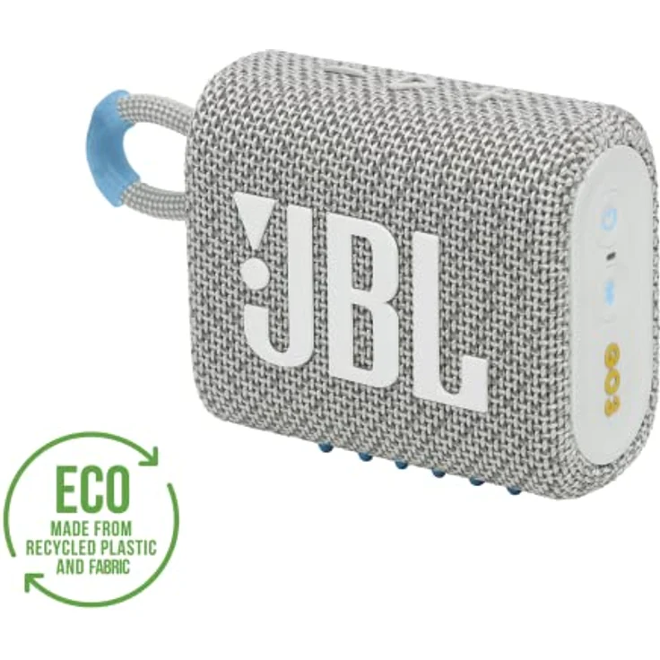 JBL GO 3 Eco – Kleine Bluetooth Box aus recyceltem Material in Weiß – Wasserfester, tragbarer Lautsprecher für unterwegs – Bis zu 5h Wiedergabezeit mit nur einer Akkuladung – Bild 2