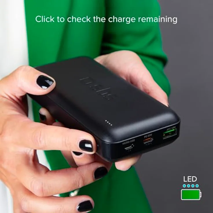 SBS PowerBank 20K Fast, 20.000 mAh Power Delivery, Schnellladung 20 W, Adaptive Fast Charge (AFC), USB-C, USB-A, Status-LED, schwarz – Bild 4