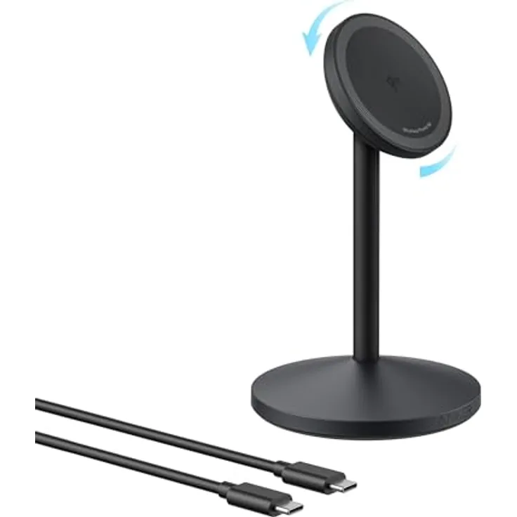 Anker MagGo kabellose Ladestation, 15W Qi2 für MagSafe, mit 360° Drehmechanismus, weiß