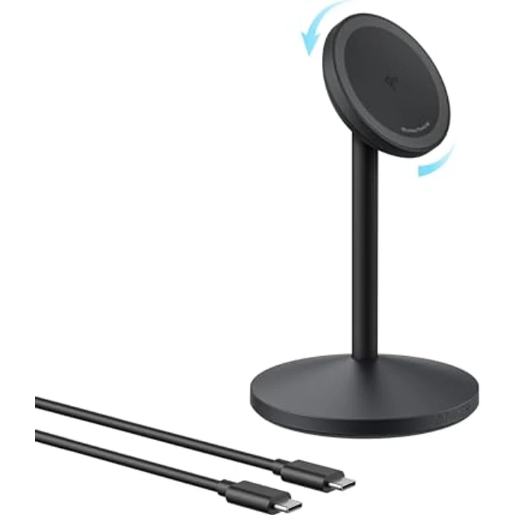 Anker MagGo kabellose Ladestation, 15W Qi2 für MagSafe, mit 360° Drehmechanismus, weiß – Bild 1