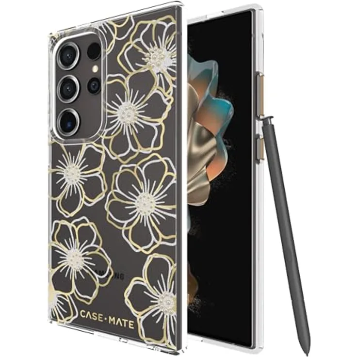 Case-Mate Schutzhülle für Samsung Galaxy S24 Ultra, 17,3 cm (6,8 Zoll), kratzfest mit 3,6 m Fallschutz, Blumen-Edelstein-Design, kompatibel mit kabellosem Laden