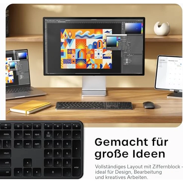 Satechi EX3 Slim, Kabellose Tastatur mit Full-Size-Layout und 4-in-1-Wireless-Konnektivität, Englisch (US), Schwarz – Bild 5